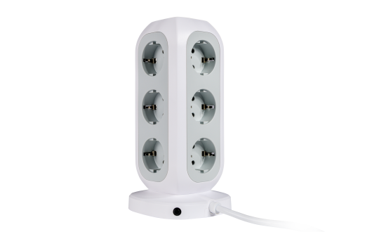 Steckdosen-Tower EUPT-01 Verbatim, 2m Kabel, weiß,11x230V EU, USB-A, 2x USB-C