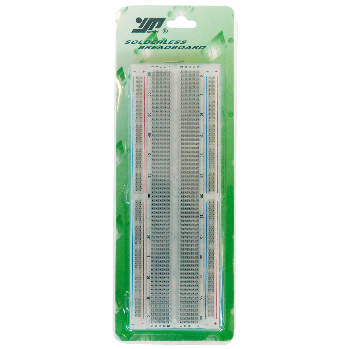 Experimentier-Board, 200/630 Kontakte, erweiterbar, 165x54x9mm, transparent