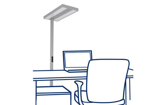 LED-Schreibtisch-Stehleuchte ROLF KERN „Smart-Pro“ mit Touch Display, PIR & Tageslicht-Sensor