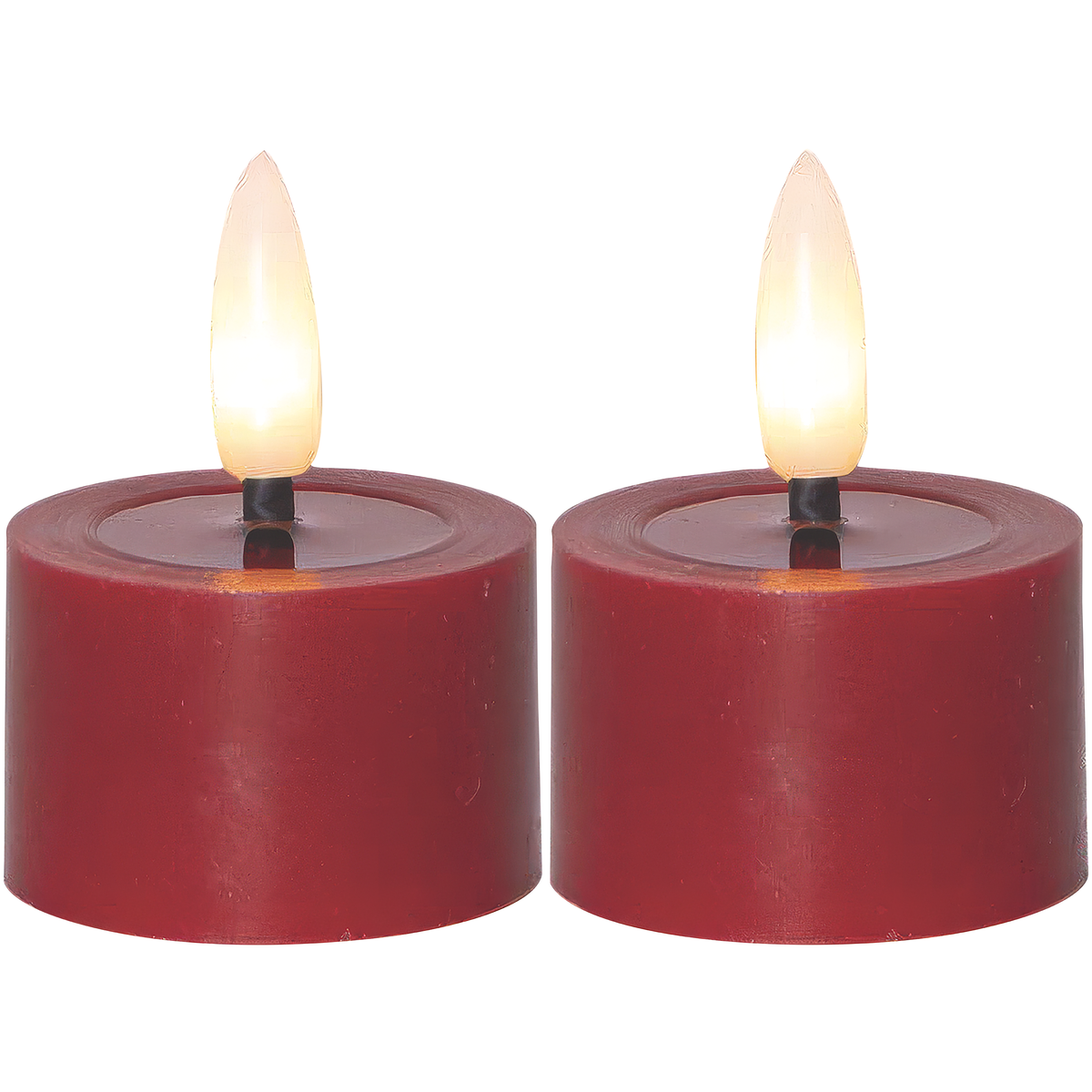LED-Echtwachs-Kerze ''Flamme Flow'', 2er Set, rot, je 4x5cm, Timer, inkl. Batterie