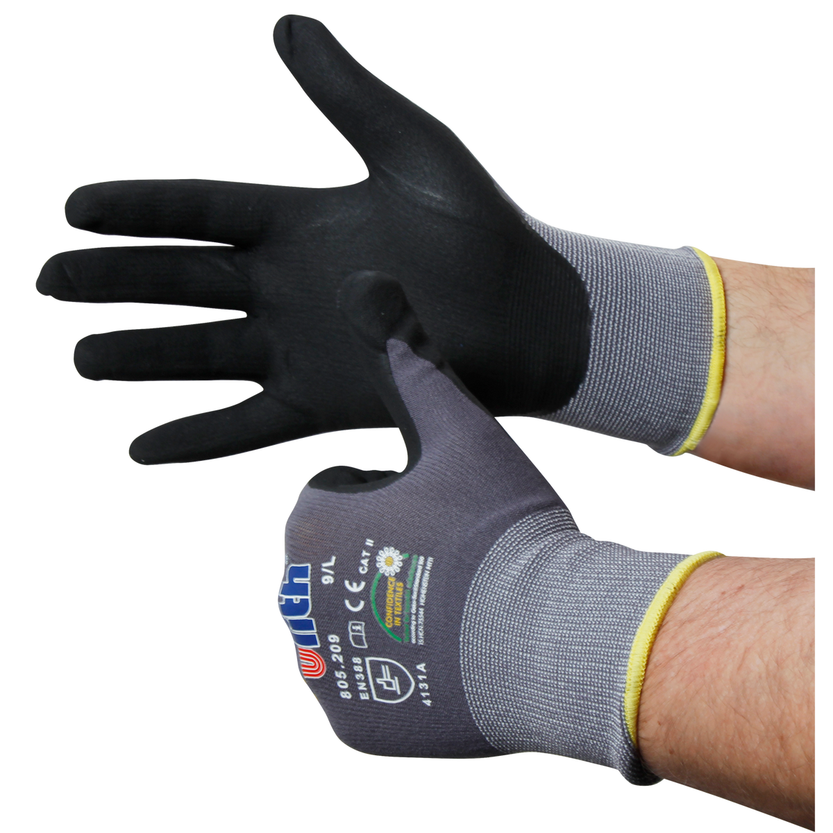 Montage-Feinstrickhandschuhe, Größe 11/XXL, grau, 13G-Trägermaterial, Kautschuk