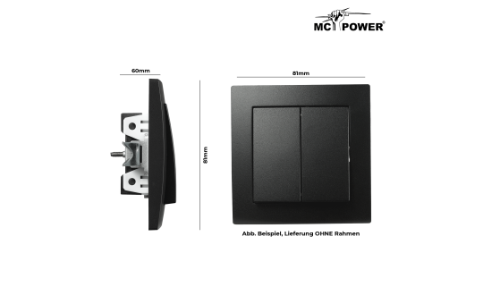 Wechselschalter McPower ''Flair'' 2-fach, 250V~/10A, UP, matt schwarz