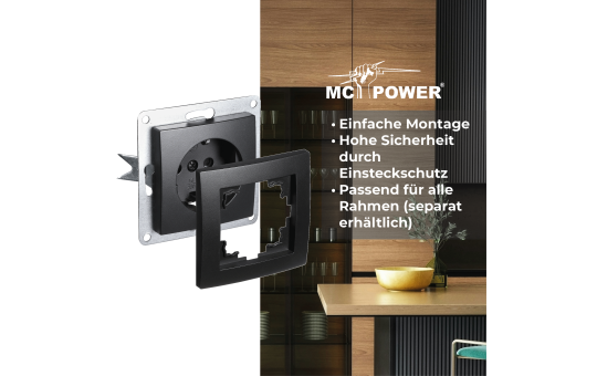 Steckdosen Set McPower Flair ''Beginner 2S'', matt schwarz, 3-teilig