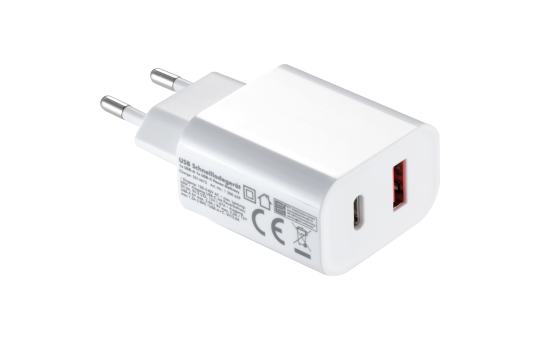 USB-Schnellladegerät McPower, 20W, 1x USB-C PowerDelivery, 1x USB-A