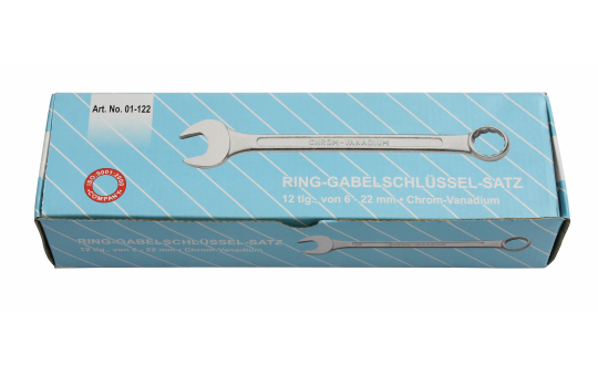 Ring-Gabelschlüsselsatz 12-teilig, 6-22mm, Cr-V, verchromt, DIN3113