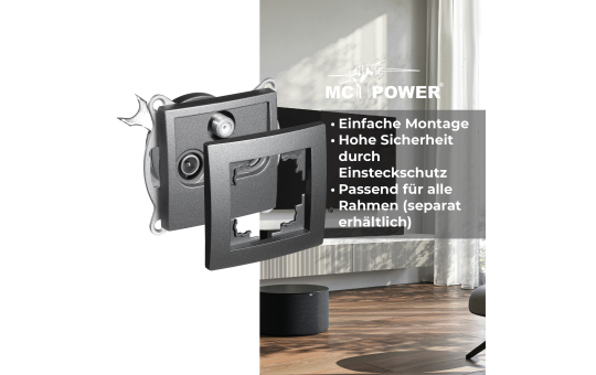 Antennendose McPower ''Flair'' für TV, Radio und Sat, UP, anthrazit