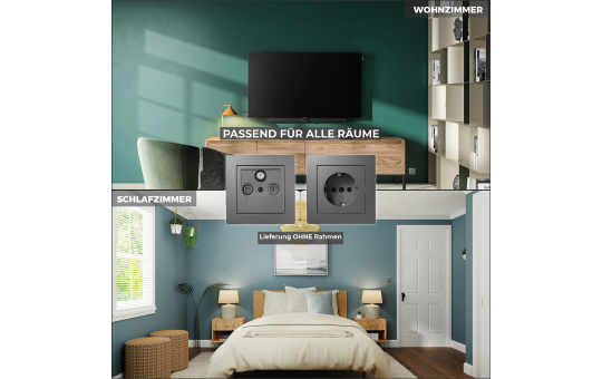 Antennendose McPower ''Flair'' für TV, Radio und Sat, UP, anthrazit