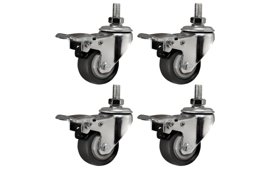 Tischrollen imstande, 4er-Set, silber/schwarz, Tragkraft je 50kg