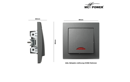 Schalter McPower ''Flair'', 250V~/10A, UP, anthrazit mit Orientierungsleuchte