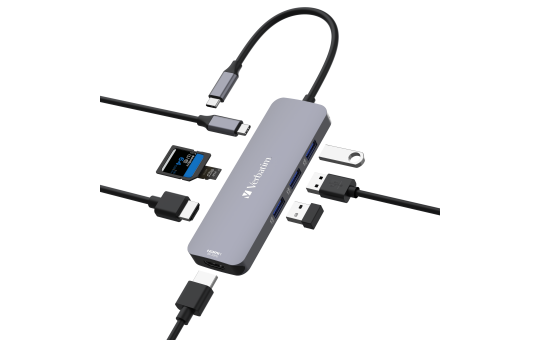 USB-C Pro 8-Port Multiport-Hub CMH-08,Verbatim,3x USB 3.2-A,USB 3.2-C,2x HDMI 4K