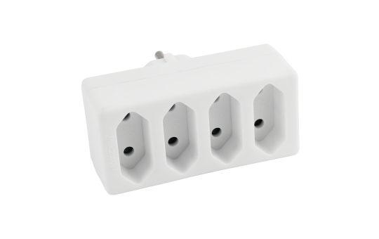 Steckdosenadapter McPower, 4x Euro, weiß