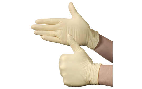 Einweghandschuhe Latex,100 Stück, Größe S, natur-transparent