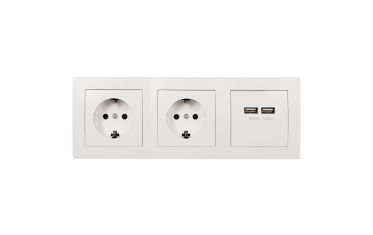 Steckdosenblock McPower ''Flair'' Aufbau, weiß, 2-fach Schutzkontakt + 2x USB