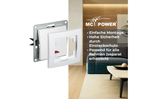 Schalter McPower ''Flair'', 250V~/10A, UP, weiß mit Kontroll-Leuchte