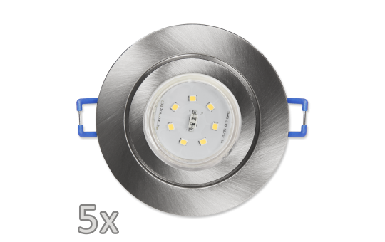 Einbauleuchten-Set McShine, 5xRahmen, 5xLED-Strahler, GU10, 3W, 300 lm, IP44