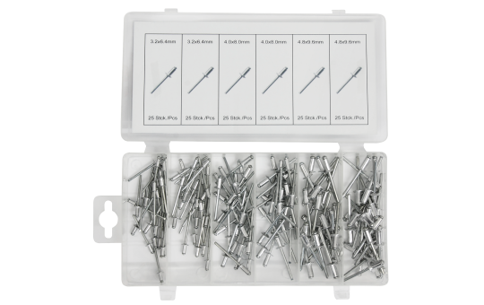 Blindnieten-Sortiment, Aluminium, 150-teilig