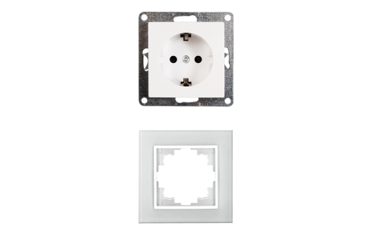 Schutzkontakt-Steckdose McPower ''Flair'', 250V~/16A, UP, Einsteckschutz, weiß