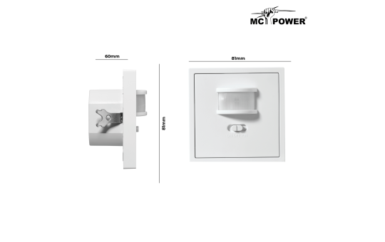 Unterputz IR Bewegungsmelder McPower ''Shallow'' 160°, 750W, LED geeignet, weiß