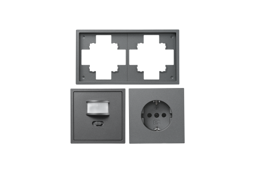 Schalter und Steckdosen Set McPower Shallow ''PIR'' anthrazit, 3-teilig