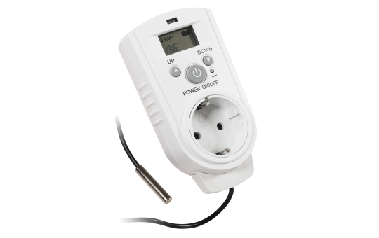 Steckdosen-Thermostat McPower ''TCU-540'' 5-30°C, Display, Kabel + Außenfühler
