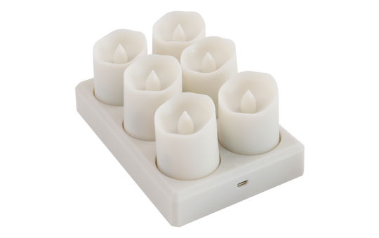 6er Set LED Kerzen McShine ''LC-06'', inkl. Fernbedienung, Netzteil + Ladestation