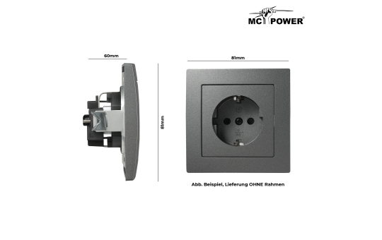 Schutzkontakt-Steckdose McPower ''Flair'' 250V~/16A, UP, Einsteckschutz, anthrazit