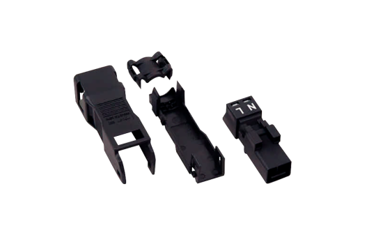 Stecker mit Zugentlastungsgehäuse WAGO, 2-polig, schwarz, 1,5mm²