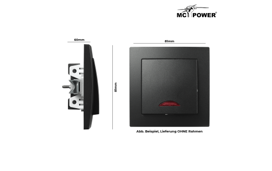 Schalter McPower ''Flair'', 250V~/10A, UP, matt schwarz mit Orientierungsleuchte
