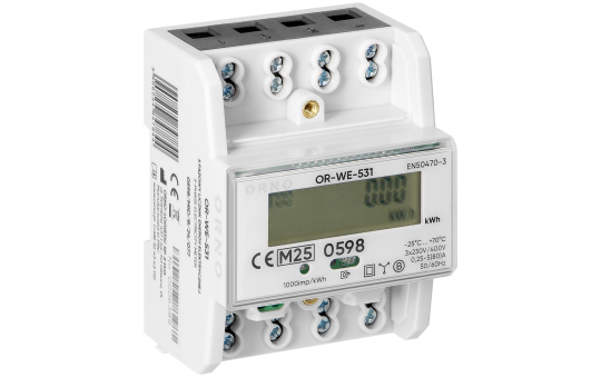 3-phasiger Stromzähler, 80A, MID, 4,3 Module, DIN TH-35mm