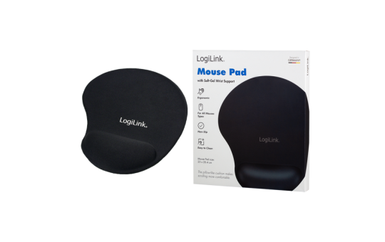 Mauspad mit Silikongel Handballenauflage, schwarz