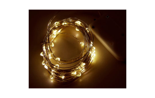 LED Draht-Lichterkette McShine ''Micro'' 50 LEDs, warmweiß, Batteriebetrieb