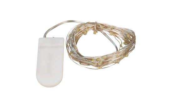 LED Draht-Lichterkette McShine ''Micro'' 50 LEDs, warmweiß, Batteriebetrieb