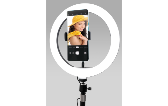 LED Ringleuchte für Smartphone, Ø20 cm, 3 Lichtfarben,