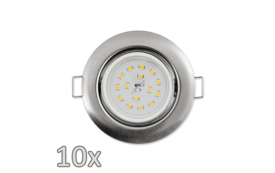 Einbauleuchten-Set McShine, 10xRahmen, 10xLED-Modul, 5W, 400lm, 230V, Edelstahl