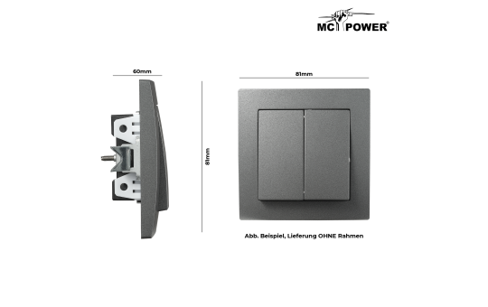 Serien-Schalter McPower ''Flair'', 2-fach, 250V~/10A, UP, anthrazit