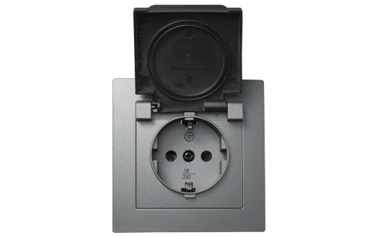 Schutzkontakt-Steckdose McPower ''Flair'', 250V~/16A, UP, IP44, anthrazit