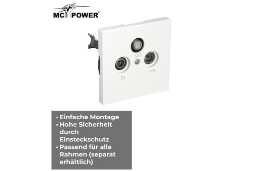 Antennendose McPower ''Shallow'' für TV, Radio und Sat, UP, weiß