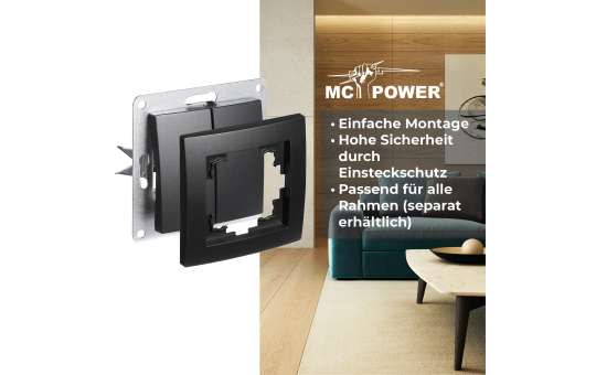 Serien-Schalter McPower ''Flair'', 2-fach, 250V~/10A, UP, matt schwarz