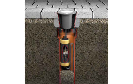 Durchgangs-Erdmuffe, LxØ 190x70mm, IP68 - wasserdicht bis 1m, 230V, schwarz/gelb