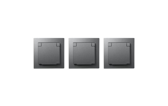 Schutzkontakt-Steckdose McPower ''Flair'', 250V~/16A, UP, IP44, anthrazit,3er-Pack