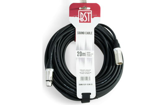 Hochwertiges Audiokabel BST ''SOUND-XLRM-XLRF-20'' 20m, XLR Stecker u. Buchse