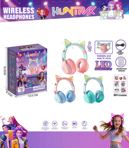 K-Pop Bluetooth Kopfhörer mit Tier-Ohren – Kinder, Teens, kabellos