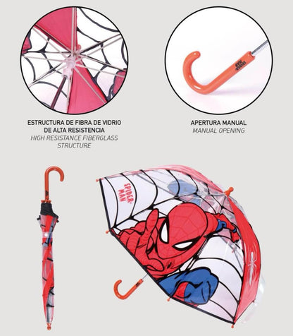 Spider-Man Kinderregenschirm mechanisch – wasserabweisend, leicht, für Jungen