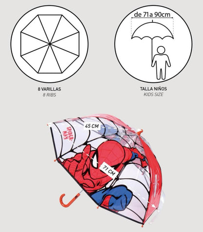 Spider-Man Kinderregenschirm mechanisch – wasserabweisend, leicht, für Jungen