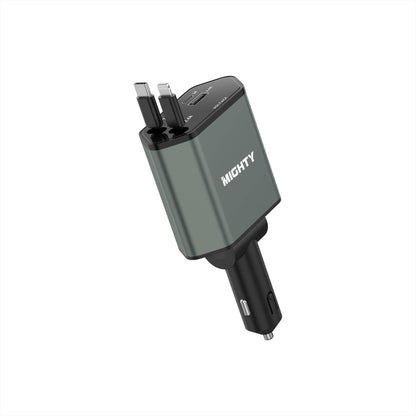 MK151 65W KFZ-Schnellladegerät – 4-in-1 einziehbares Kabel, USB-C, Lightning