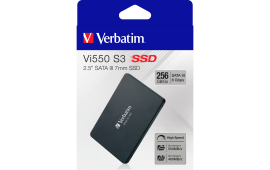 SSD 256GB Verbatim, SATA-III, 6,35cm (2,5''), Vi550, (R) 550MB/s, (W) 460MB/s