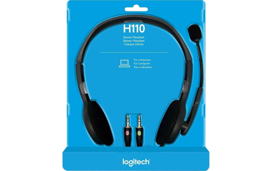 Headset Logitech ''H110'', Audio, Stereo, schwarz, kabelgebunden