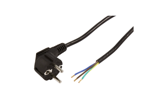 Schutzkontakt Netzkabel McPower mit blanken Enden, 3x 0,75mm², 2m, schwarz
