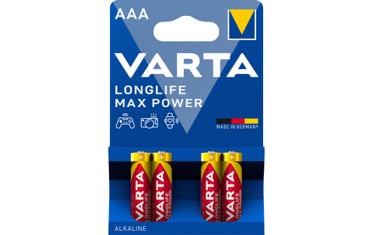 Micro-Batterie VARTA ''Longlife Max Power'' 1,5 V, Typ AAA, LR03, 4er-Blister