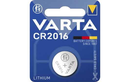 Lithium-Knopfzelle VARTA ''Electronics'', CR 2016, 90mAh, 3V, 1er-Blister